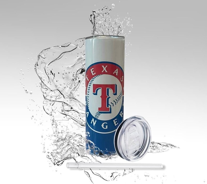 Tumbler: Rangers Design Baseball Tumbler,  Texas Sports Sublimation Drinking Cup